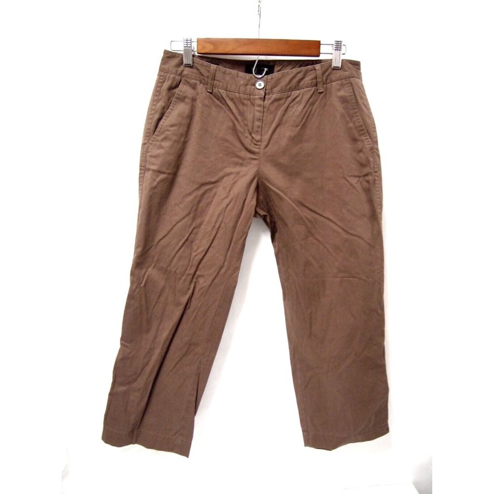 Talbots Womens Signature Pants 4 Brown Cropped Capri Straight Cotton Stretch